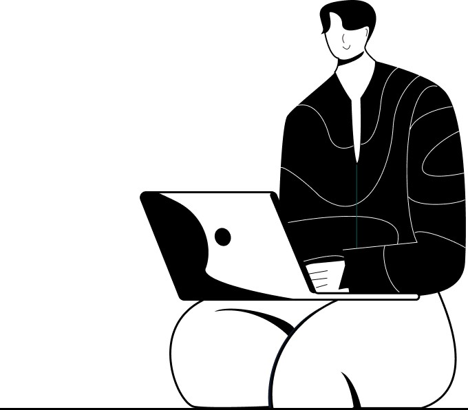 Drawn guy with a laptop